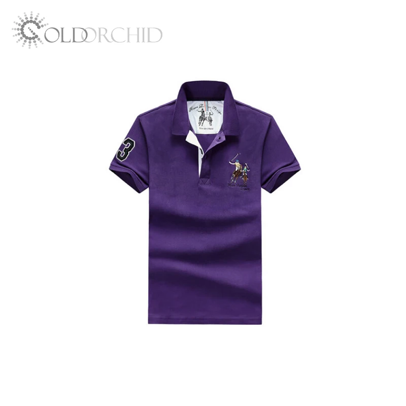 

Hot selling men solid color embroidery pattern cotton t shirt polo