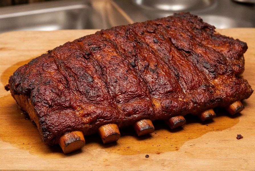 Plate of perfectly cooked, fall-off-the-bone ribs