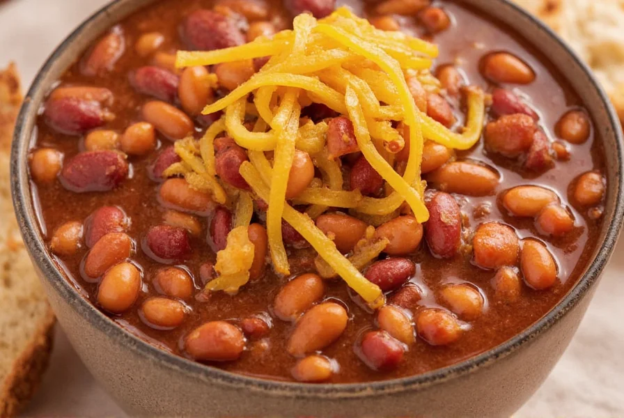 Bowl of spicy chili with beans