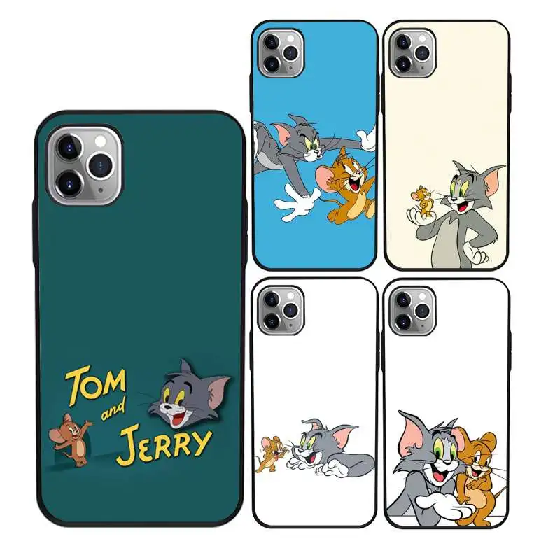 

Funny tom and jerry tpu phone case for iPhone 11Pro Max 11 X XS XR XS MAX 8plus 8 7plus 7 6plus 6 5 5E case, Black