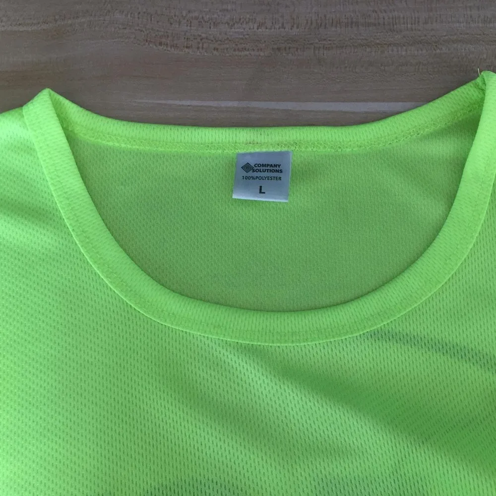 100%polyester Neon Yellow Dry Fit Tshirt Hi Vis Reflective Long Sleeve ...