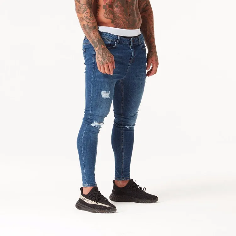 

Royal wolf spray on ripped pants fitness trousers wholesale skinny jeans men
