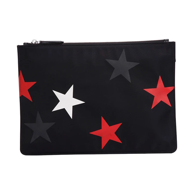 

2021 BLU FLUT Custom waterproof clutch bag printed star pattern lady envelope bag zip clutch bags for woman, Black