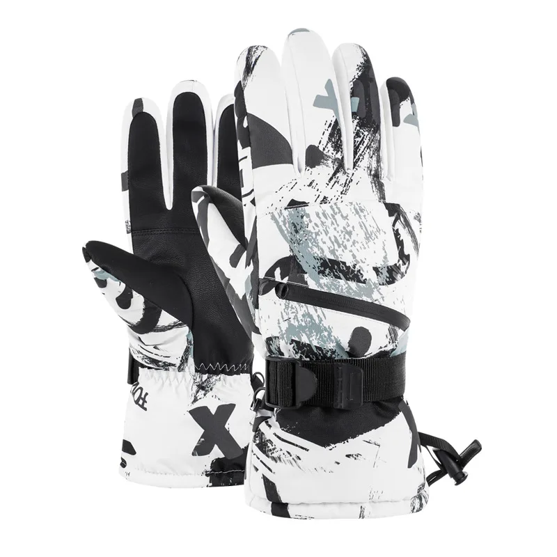 

Men and women winter warm and thick adult outdoor mountaineering and cycling lovers touch screen and wool motorcycle ski gloves, Black