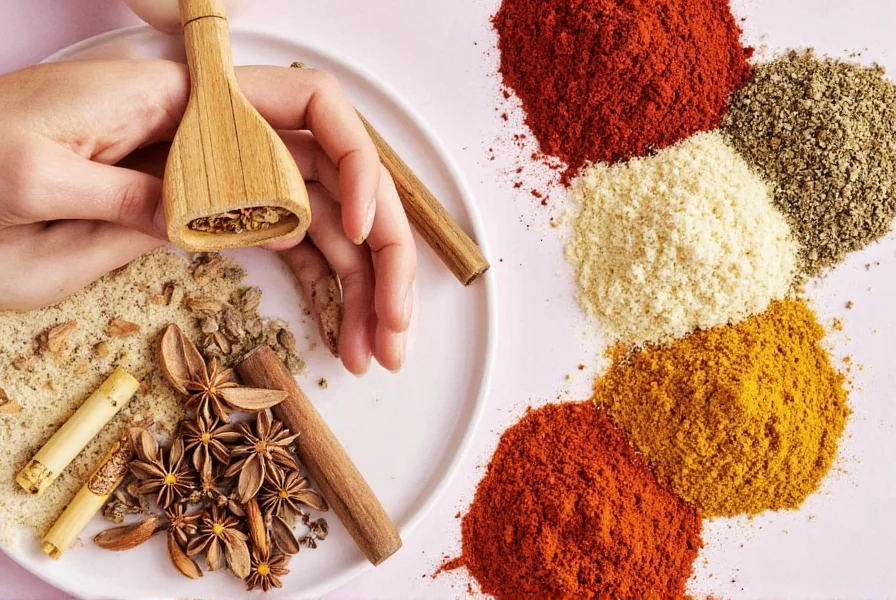 Sunlit spice rack filled with labeled gluten-free spices