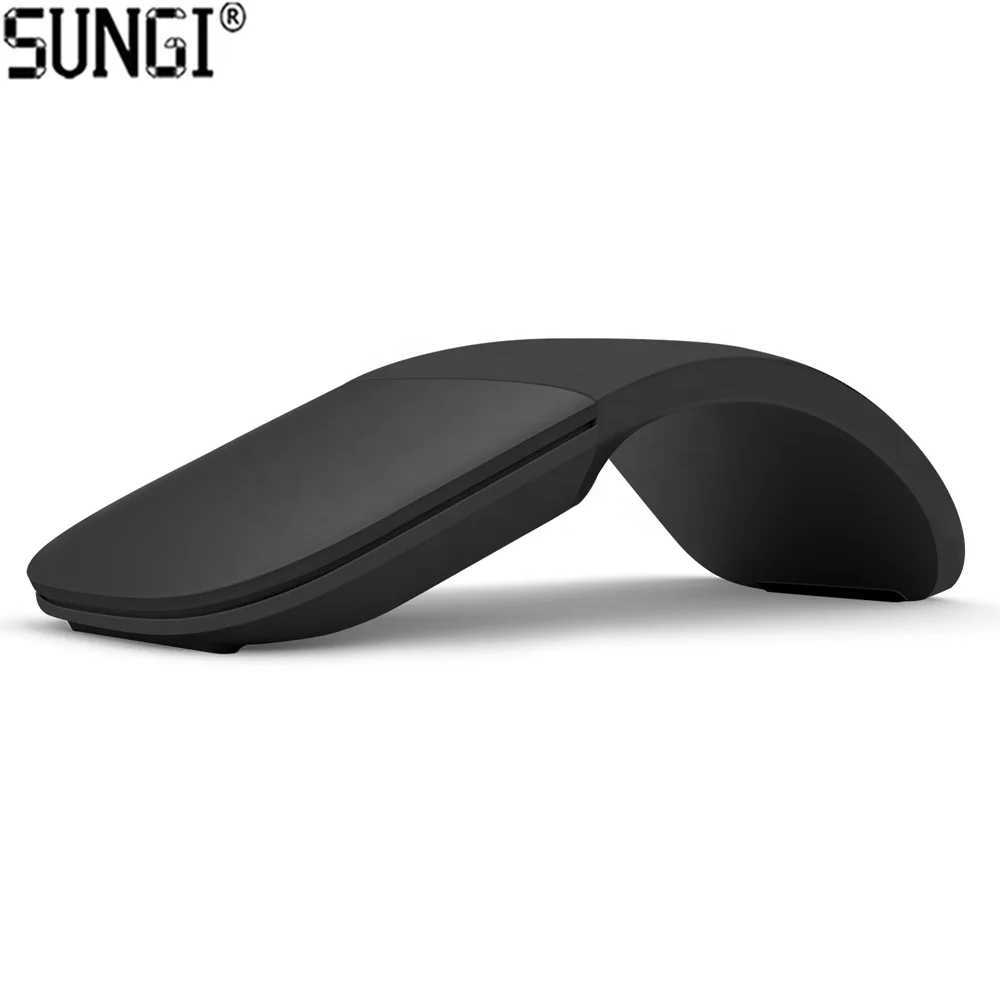 

Micro soft Slim and Portable Wireless Foldable Blue tooth Mouse Optical BT Mouse Folding Surface Arc Touch Mouse for iPad Phone, Black/ white