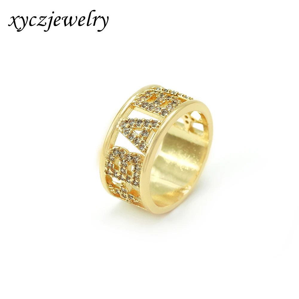 

Classic white zircon Jewelry Brass BABY letter ring, Gold