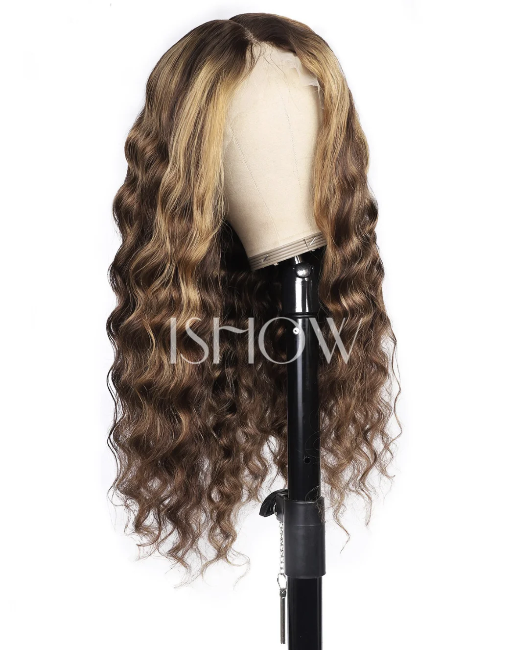 

Good quality deep wave women wig piano color P4 / 27 real person straight hair headgear T lace wig headgear, Multi color, custom