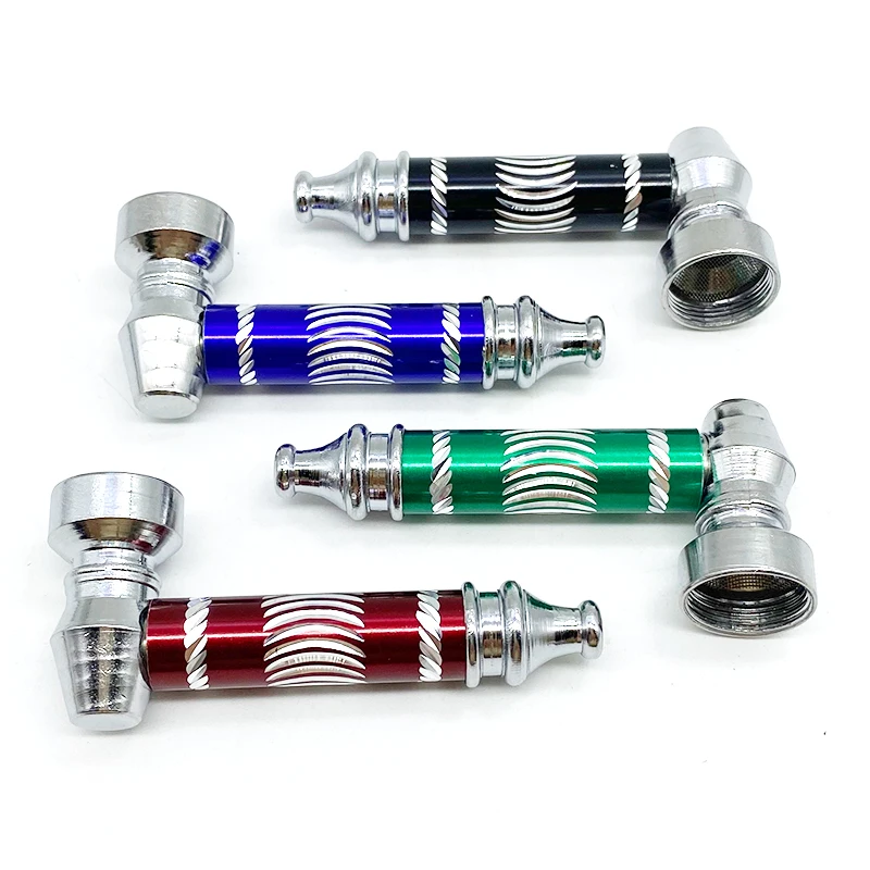 

SHINY Smoke Shops Supplies pipe wholesale small metal mini hand smoking pipe accessories ship out in 24hrs, Mix colors