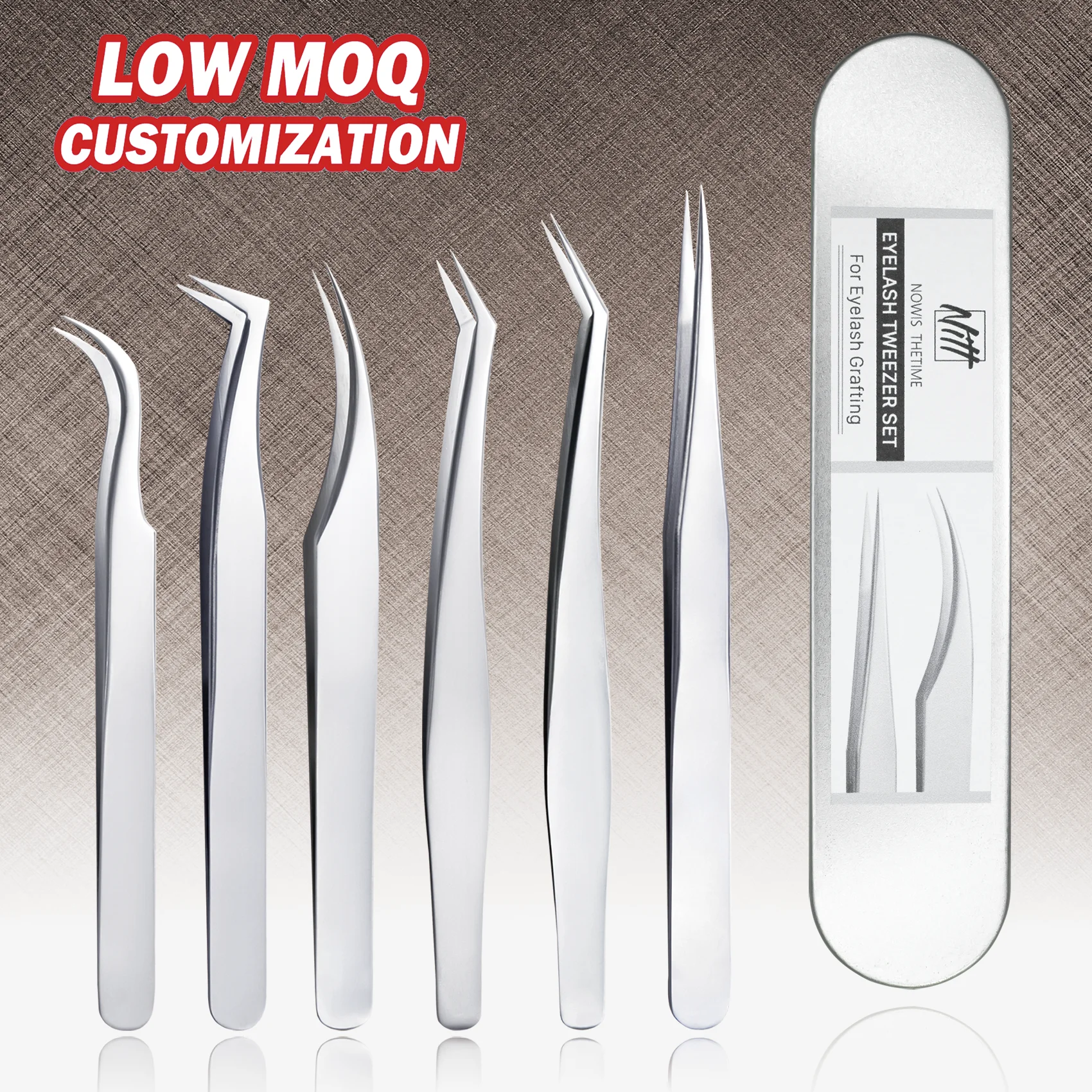 

Professional Silver Eyelash Lash Extension Tweezer Custom Eyelash Tweezers Set Low MOQ Custom Logo Extension Tweezers