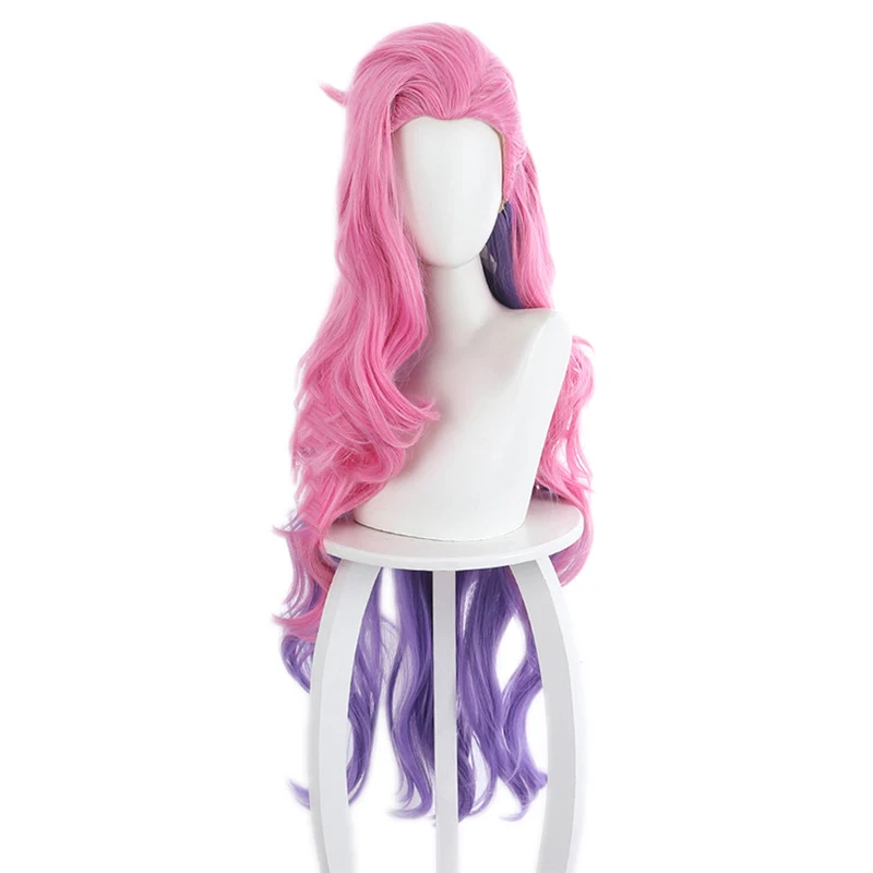 

Pink Gradient Light Purple Long Curly Hair Anime Comic Exhibition Cosplay Hair High Temperature Silk Game COS Wigs, Pic showed