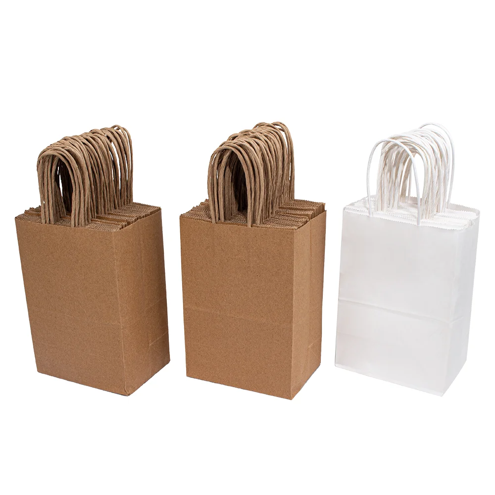 

Customized Logo Printed Recyclable Durable biodegradable Kraft Shopping Paper packing Bags With Twisted Handle