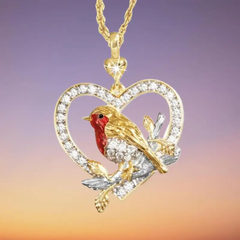 

Enamel Diamond Fashion Accessories Valentine's Day Gift Anniversary Gift Jewelry Crystal Robin Pendant