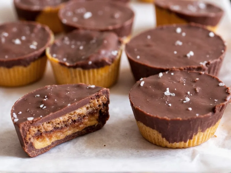Assorted homemade Reese's cups with sea salt and dark chocolate