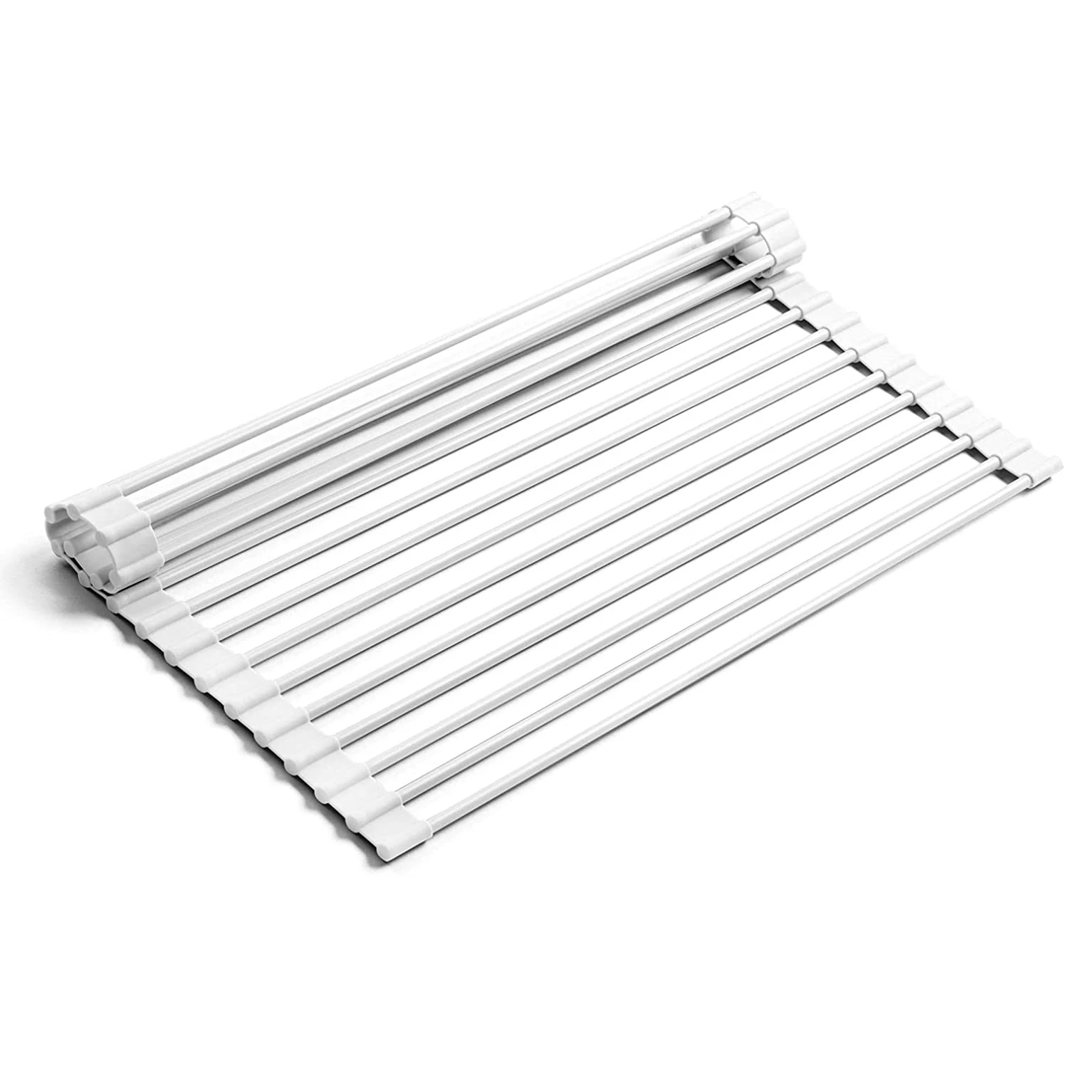 

2022 Tabletex save space white stainless steel kitchen roll up sink dish drying rack, Customizable