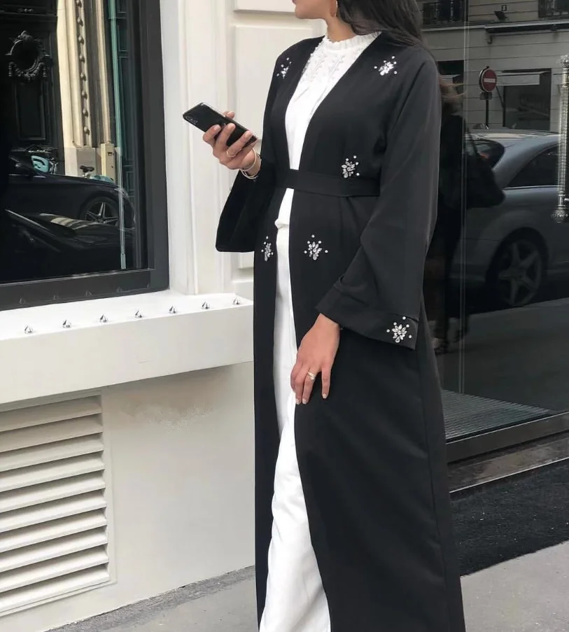 

Eid Mubarak Caftan Dubai Abaya Kimono Vest Hijab Muslim Dress Abaya For Women Islam European Dress Robe Djellaba Femme, As shown