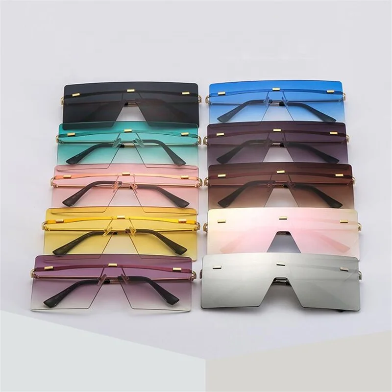 

Fashion Women Sun Glasses Oversized Square Rimless Sunglasses, 12 colors