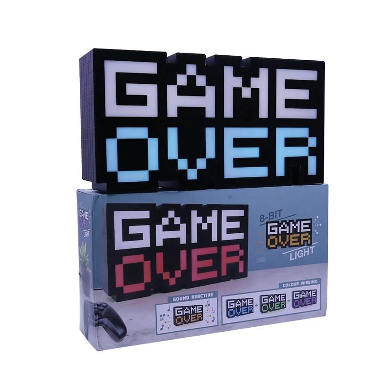 

Game Over Light 8 Bit Pixel Night Light for Playstation Gaming Lamp for PS5 PS4 LED Icon Light, Multi color