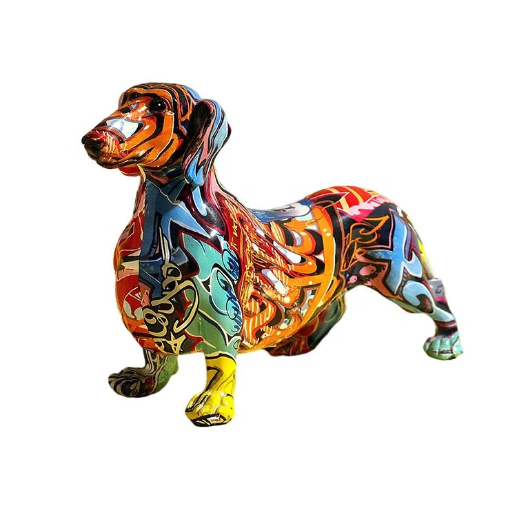 

Custom Nordic Modern Resin Crafts Figurines Animal Sculptures Painted Dog Statues decorative items for living room