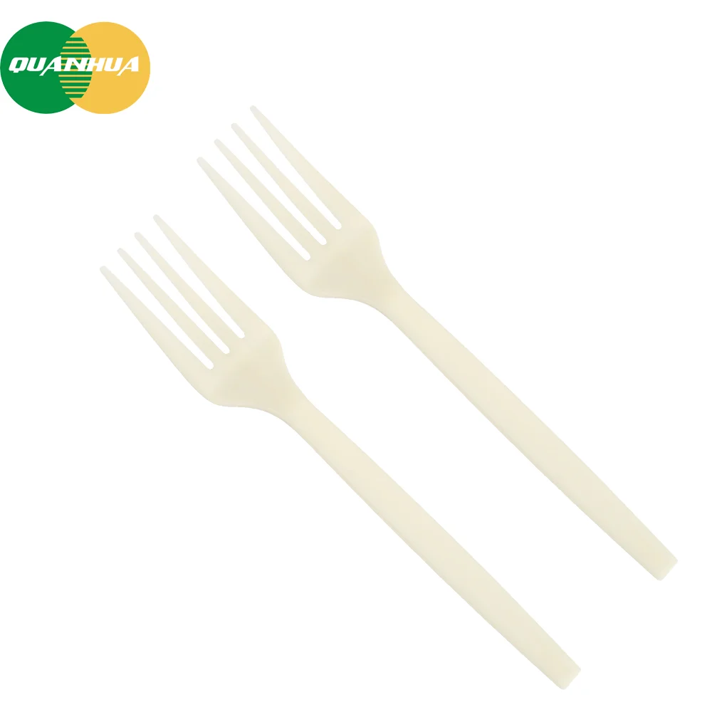 

Quanhua New Design Planted-based Disposable Cornstarch Cutlery Fork Portable Plastic Cutlery