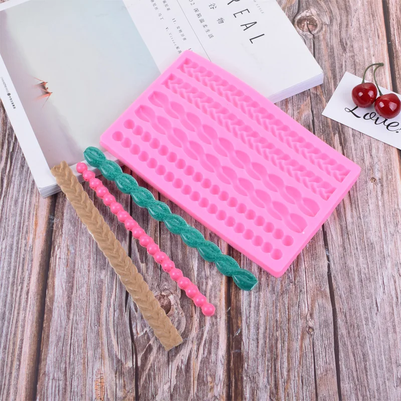 

epoxy mold hemp rope pearl twist silicone mold DIY fondant chocolate cake rim decoration tools spot wholesale, As picture