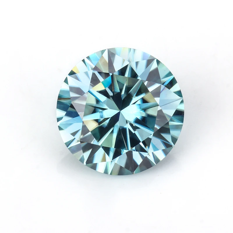 

Starsgem high quality moissanite 7.5mm round brilliant cut moissanite blue moissanite loose stones