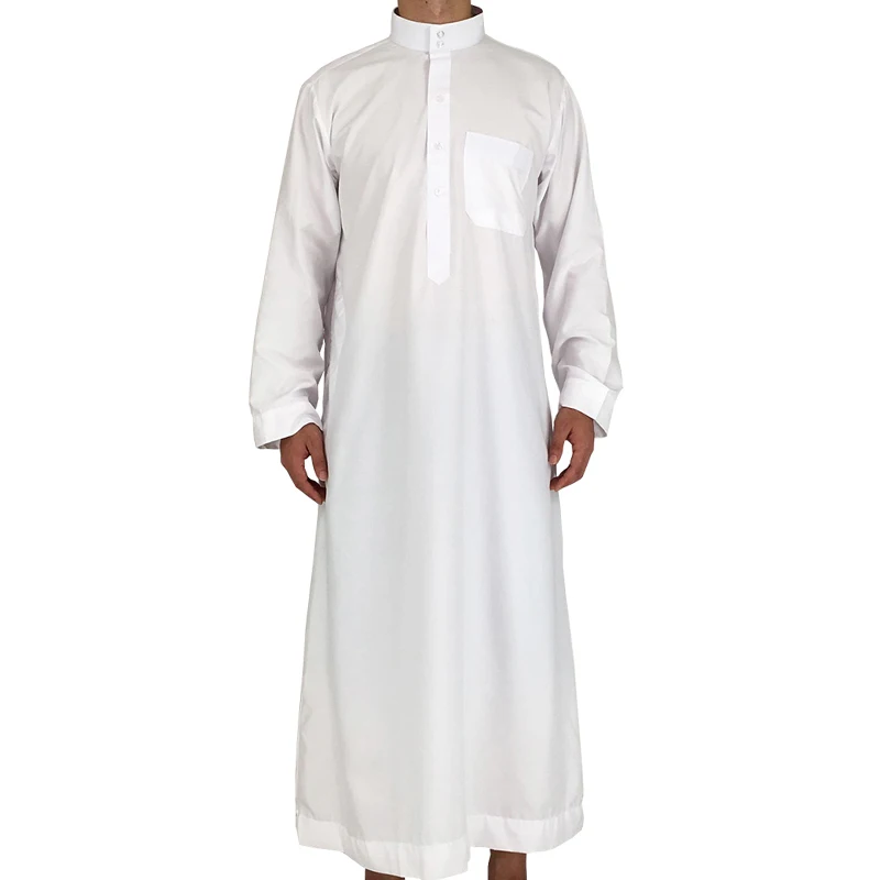 

HJ AMMR02 Eid Abaya Middle East Traditional Nation Style Robe White Men Jubah Daffah Arab Thobe, Gray,black,white,army green