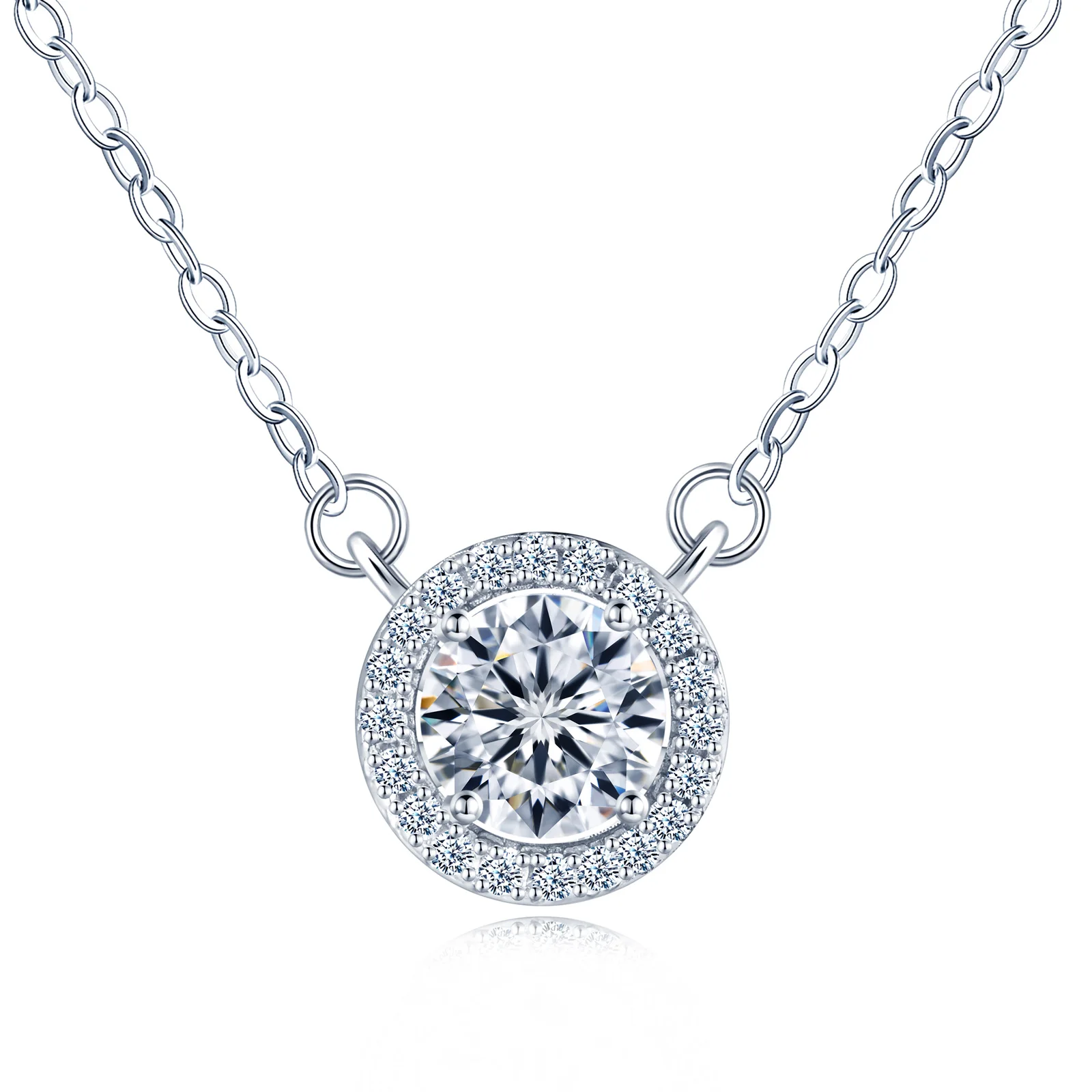Luxury 925 Silver Jewelry D Color VVS 1ct Moissanite Iced Out Moissanite Necklace 925 Sterling Silver