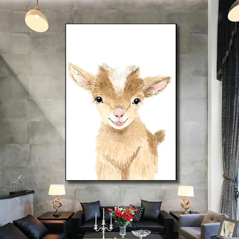 

Animal Painting Frameless Print Canvas Home Decor Gifts Guests New Year Christmas Baby Kids Room China Wholesale Sheep