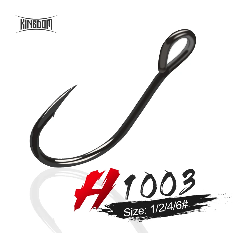 

KINGDOM Fishing Hook 1003 High Quality Carbon Steel Single Black and Red 3x Fishing Hook Fresh Saltwater Treble Hooks, 2 colors