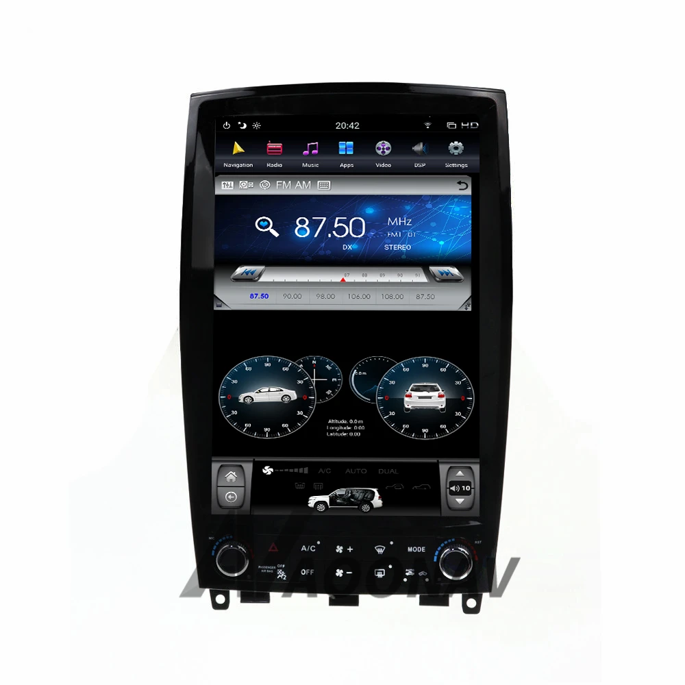 

AOONAV vertical screen 12.1 inch car GPS Radio GPS navigation For Infiniti EX25/EX30/EX35/EX37 2007-2013 DVD player, Black