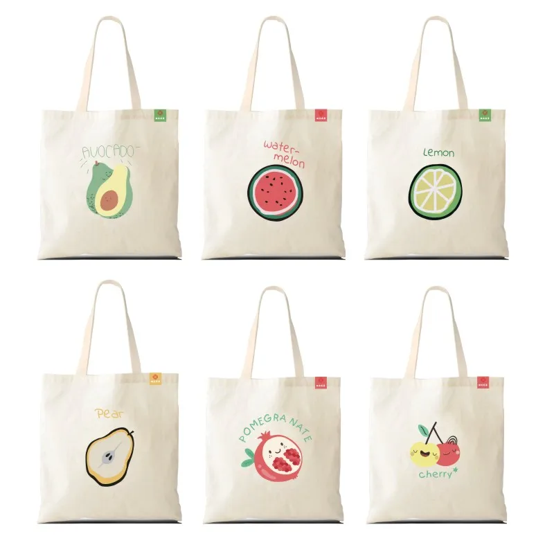 

Best selling latest small fresh design fruit series canvas bag, Customized color