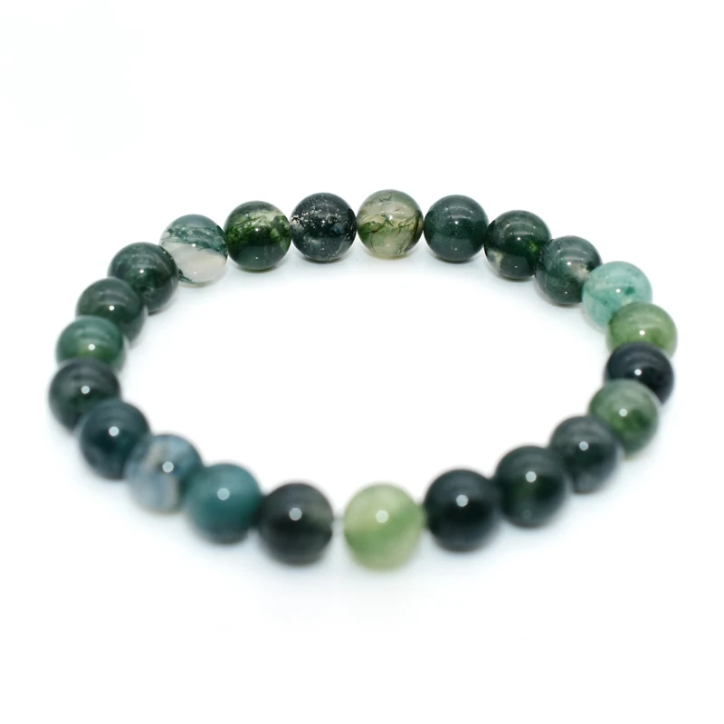 

Trade Insurance Natural Stone Beads High Grade 6/8/10MM Moss Agate Bracelet