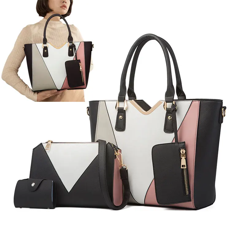 

EG153 2021 New Luxury Designer Pu Leather Ladies Hand Bags Set 4 In 1 Handbag Sets For Women