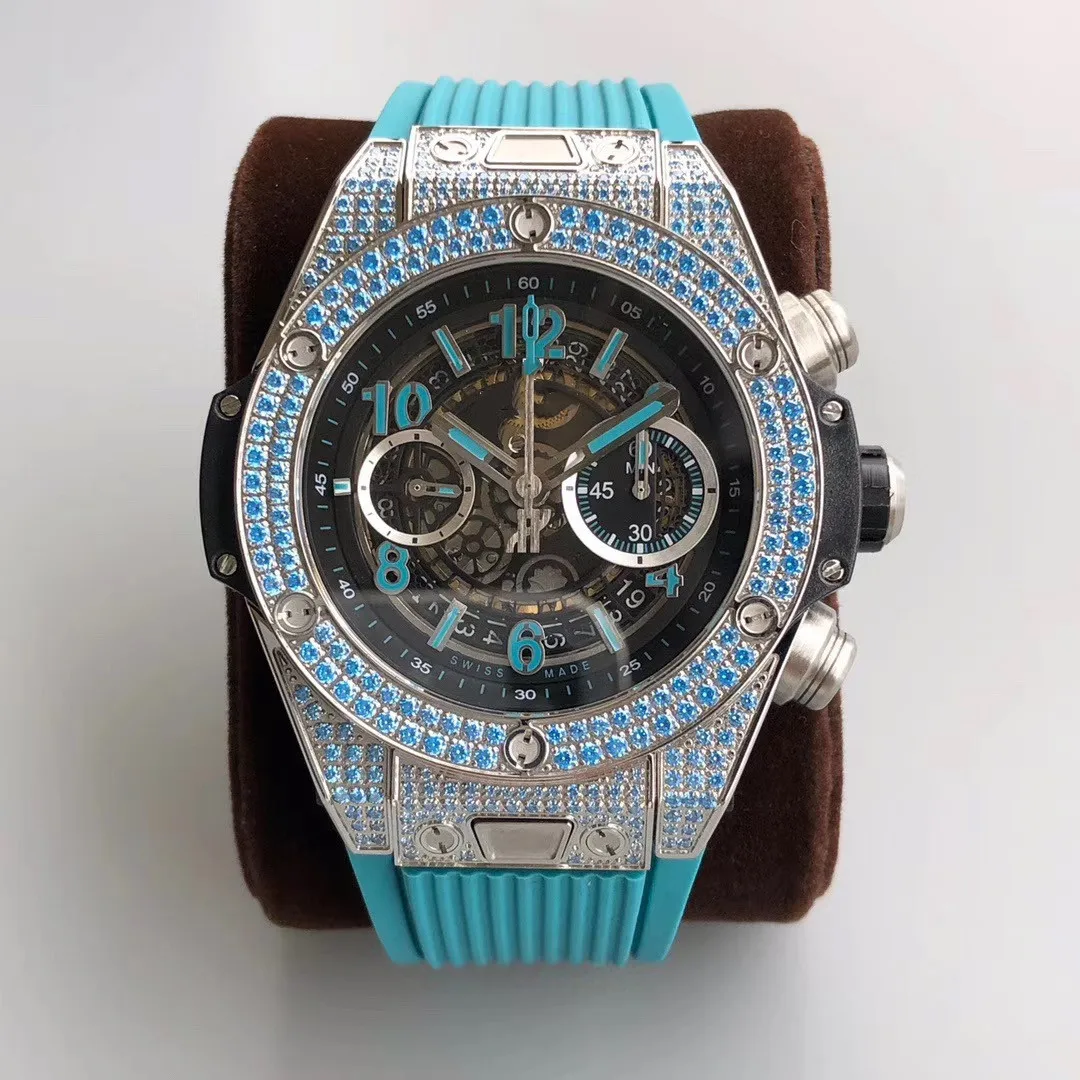 

Diver waterproof noob Patek watch HB 1242 Timing function movement BIG 45mm High-end crystal BANG Full Diamond watch