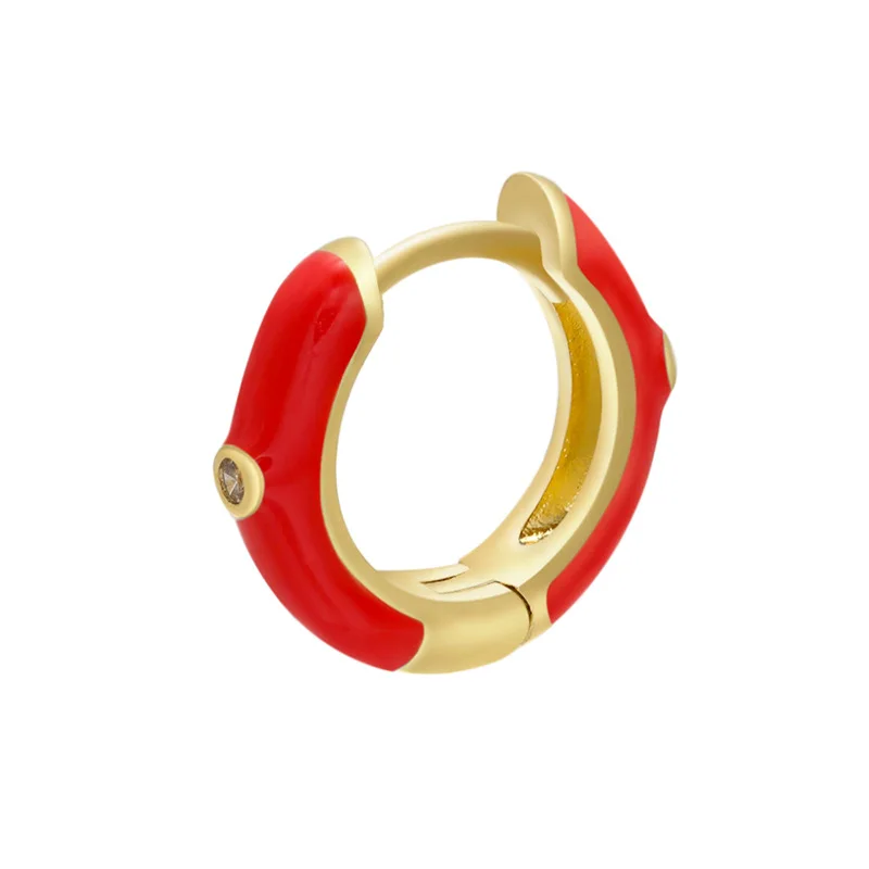 

Gold Pleted Fashion Colorful Zircon Hoop Earring Logo Women Custom Small  Enamel Huggie Earrings Diamonds, White/yellow/red/green/blue/black/pink/orange