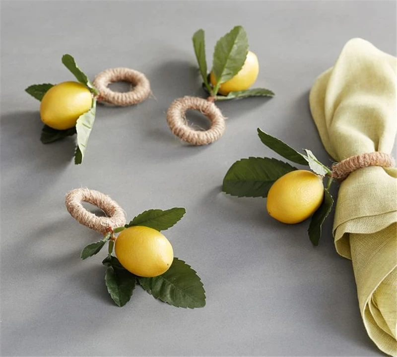 

2022 new wedding table accessories natural material fruit lemon napkin rings