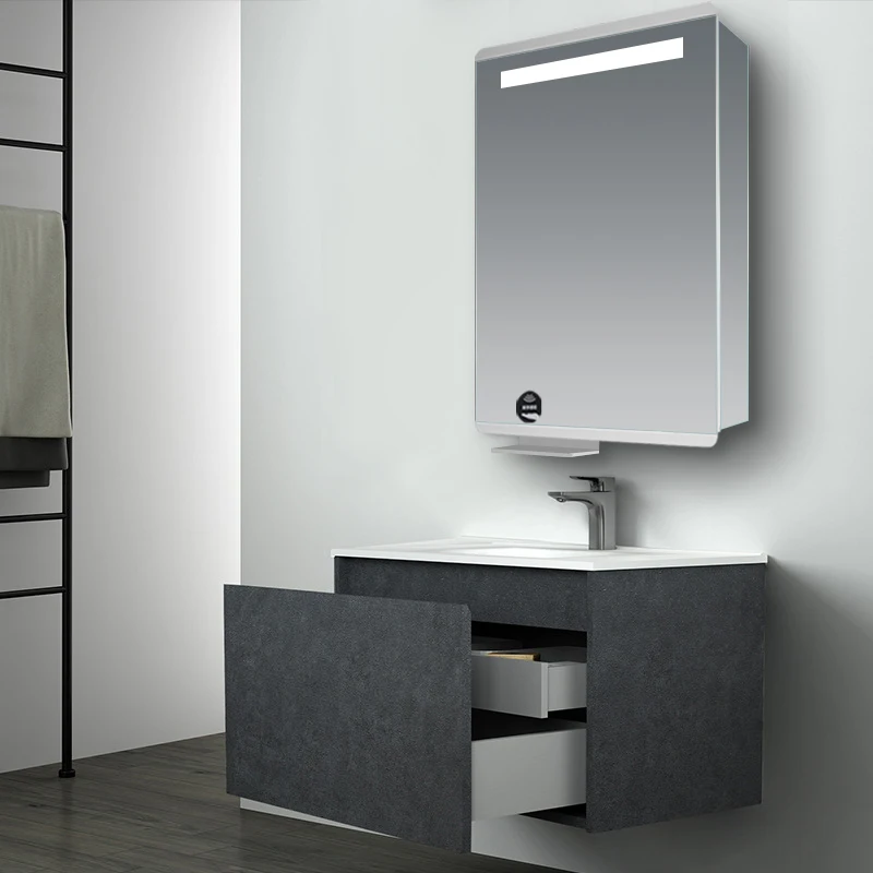 Smart IR sensor switch LED illuminated modern hotel double mirrored doors bathroom mirror vanity cabinet with magnifier