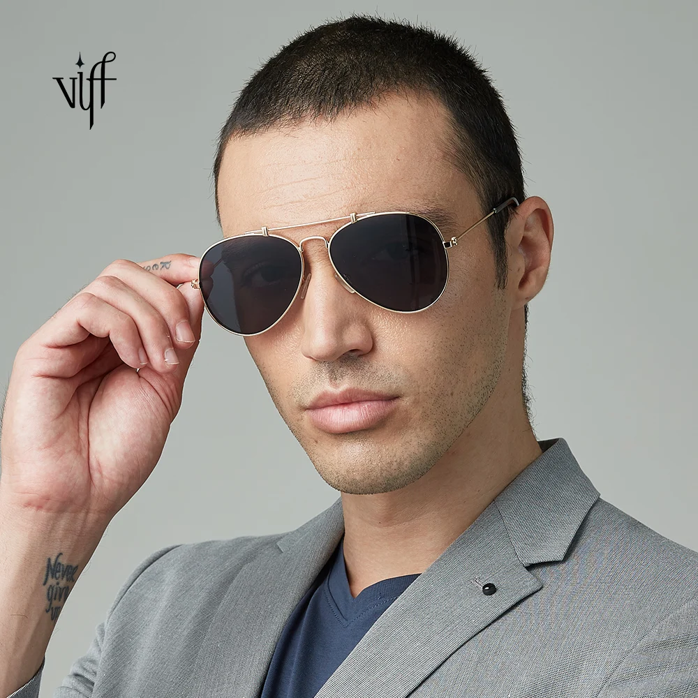 

VIFF HM19308 Modern Aviation Fashion Sunglasses High Quality Metal Pilot Frames UV400 Ray Band Men Sunglasses