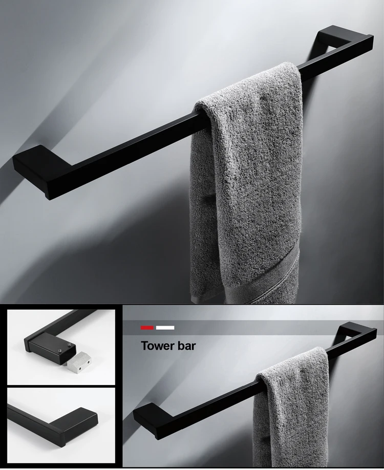 HIDEEP bathroom black stainless steel pendant single towel rack bathroom pendant