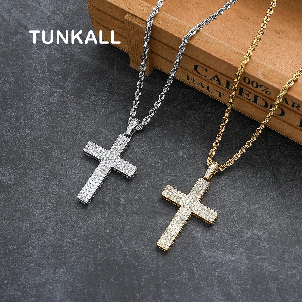 

CN336 hip hop jewelry cross pendant Brass necklace Iced Out necklace for men Engagement gift