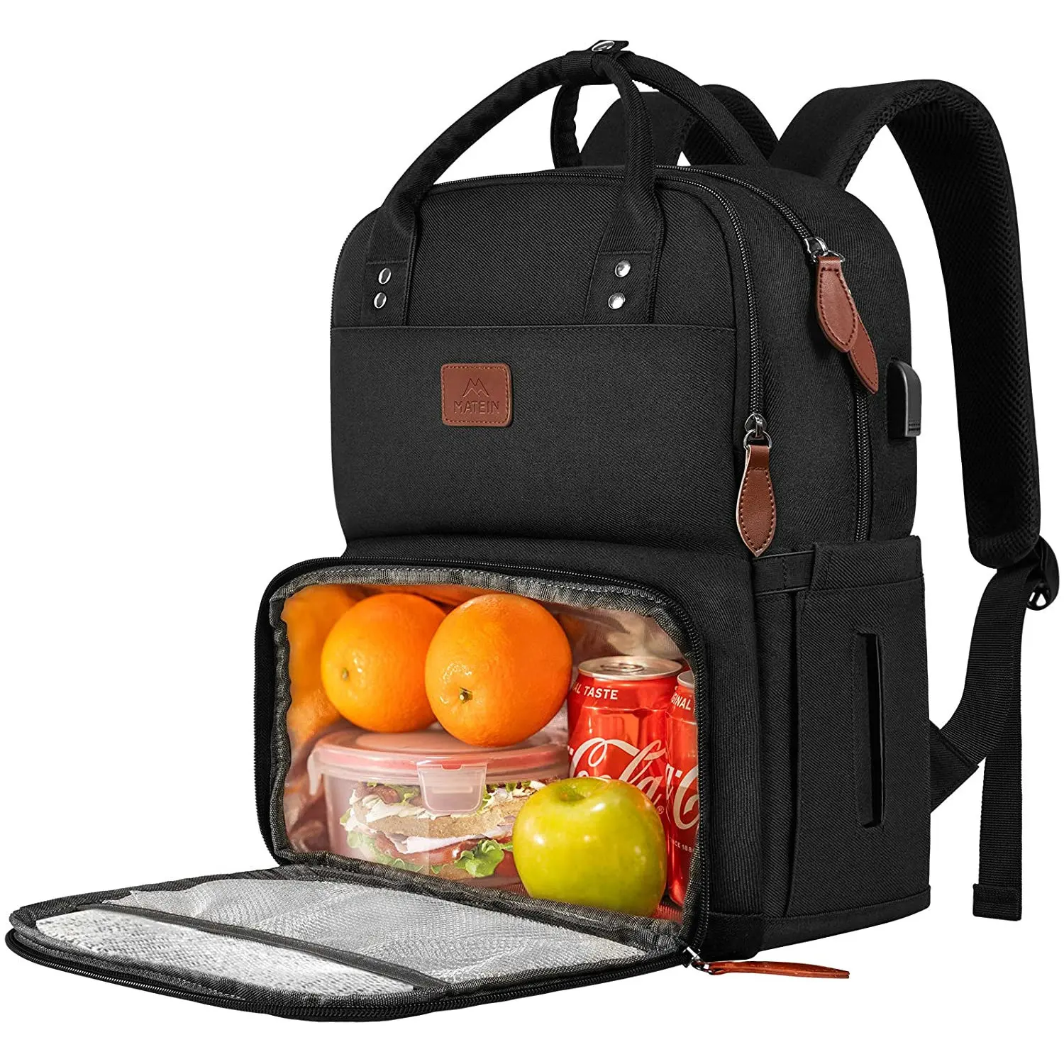 

Custom USB Charge Port Business Travel Food Backpack Insulated Cooler Tote Daypack Laptop Thermal Lunch Pack Bag, Customized color