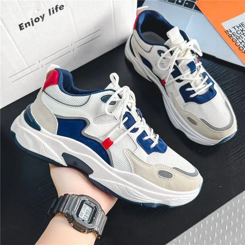 

New Breathable Mesh Shoes for Men's Spring and Autumn Seasons Thick Sole Sports and Casual Dad Trendy Shoes