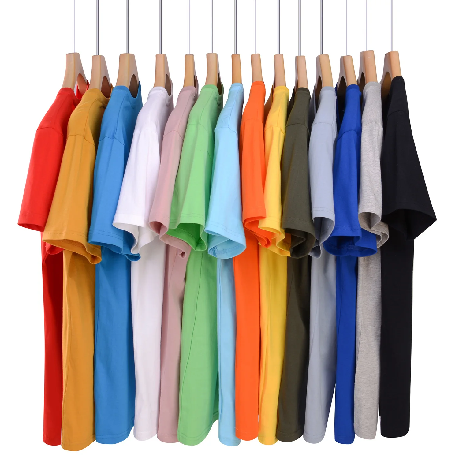 

wholesale Hot selling 200g men's summer Casual 100% cotton t-shirts loose Urban classic Round neck plus size plain t-shirts, As picture