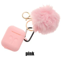 

XINGE Protective Silicone Cover Case For Airpods 1 2 With Fluffy Pompom Keychain