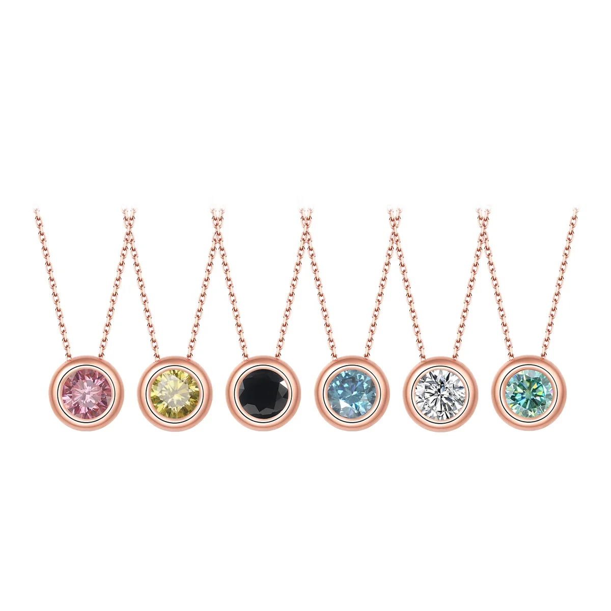 

Abiding Jewelry Professional Factory Wholesale Pink Green Black Blue Moissanite Diamond Rose Gold Silver Jewelry Necklaces