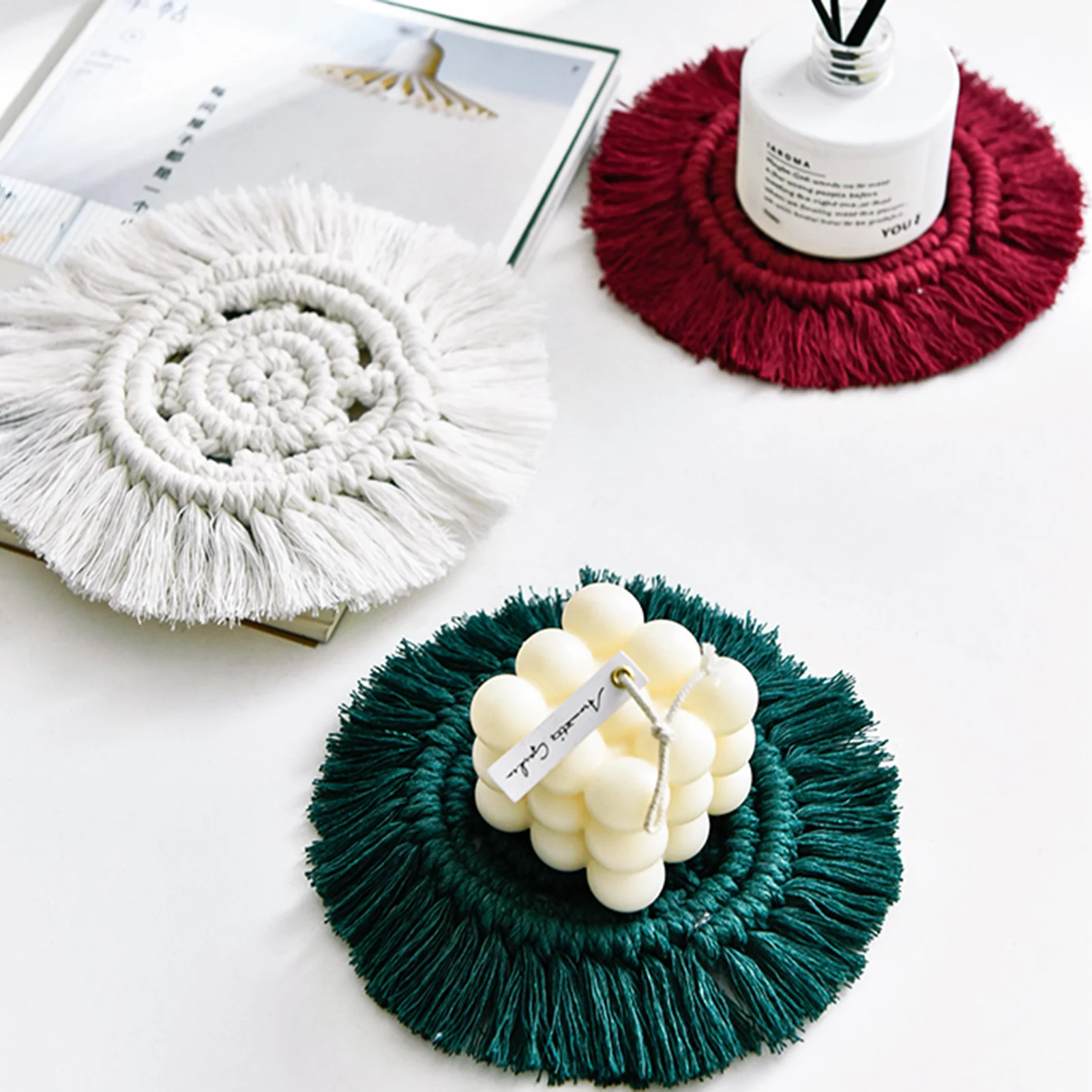 

Coaster Cotton Woven Cup Pad Pot Mat Table Mats Placemats Coasters Non-slip Insulation Mats