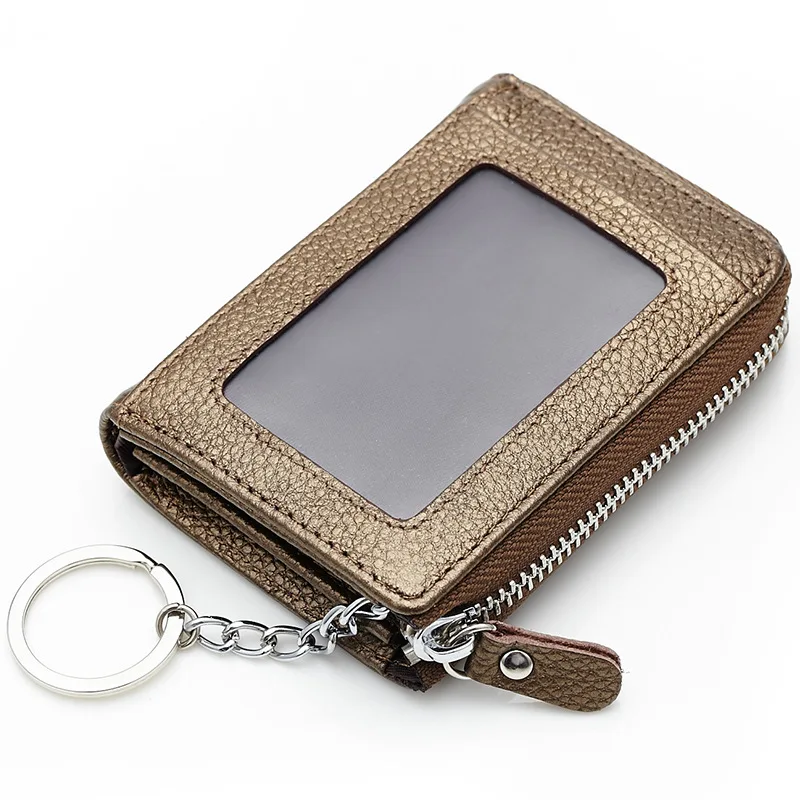 

2021 Mini Coin Purse Bifold Wallets for Men Womens Leather Card Case Wallet for Holding Keys Check Zip Closure, Picture