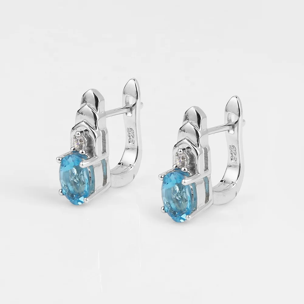 

Abiding Wholesale Natural Blue Topaz Earrings Real 925 Sterling Silver Fashion Earrings For Women Gifts Anniversary