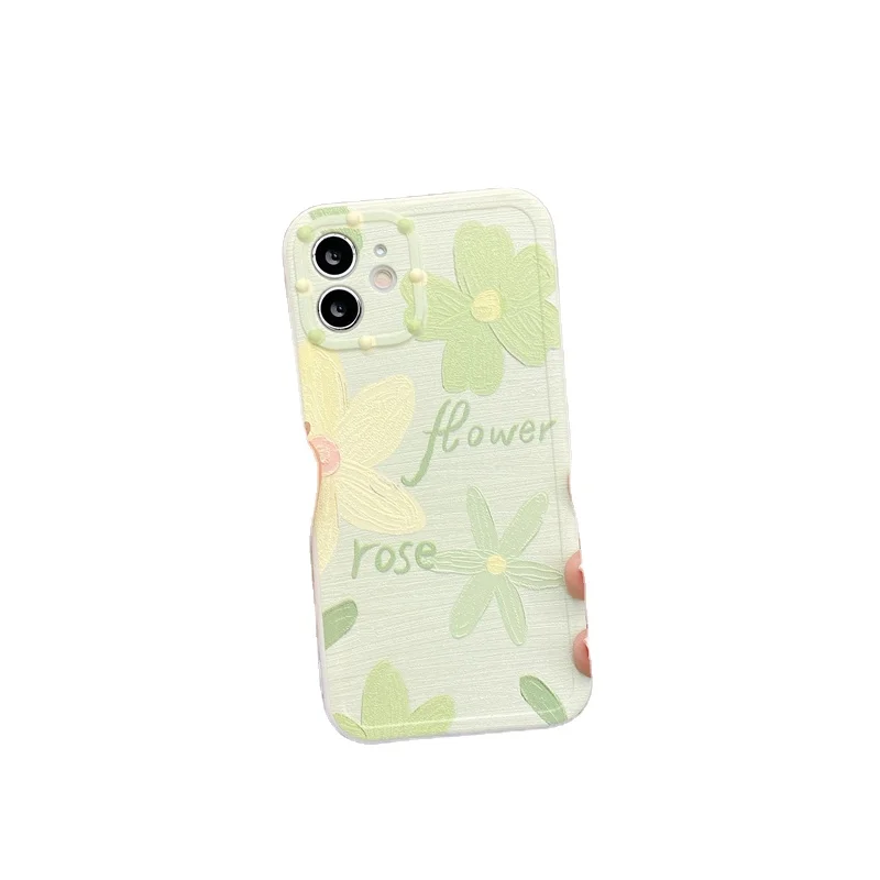 

Newest Flower Pattern Cute Shockproof Phone Case With Crystal Chain, 6 colors